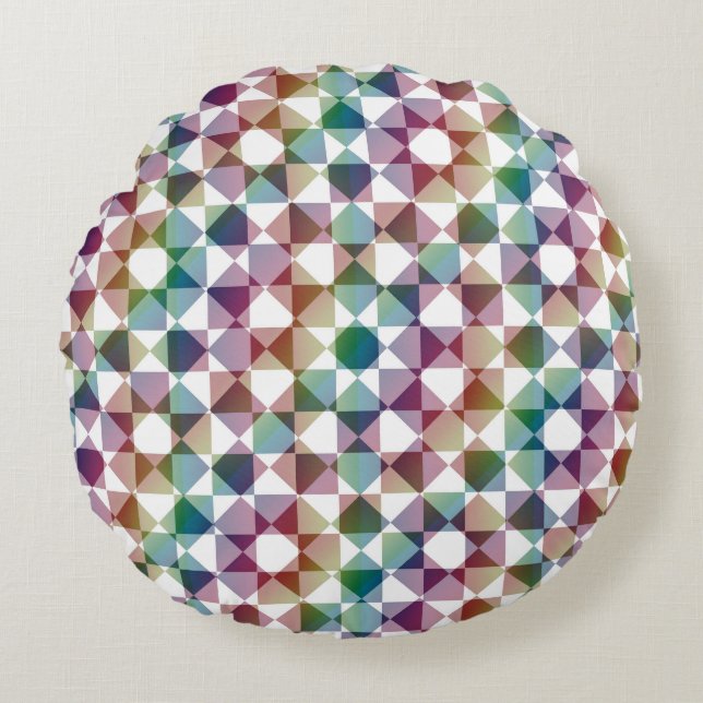 Colorful Checker Diamond Plaid Pattern Rundes Kissen (Vorderseite)