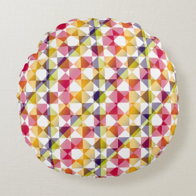 Colorful Checker Diamond Plaid Pattern Rundes Kissen (Vorderseite)