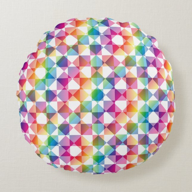 Colorful Checker Diamond Plaid Pattern Rundes Kissen (Vorderseite)