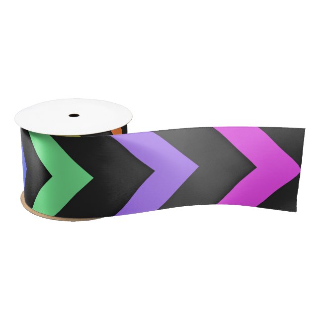 Colorful Chevron Vibrant Cool Summer Fun Pattern Satinband (Spule)