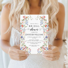 Colorful Chic Wildflower Wreath Bridal Shower Einladung