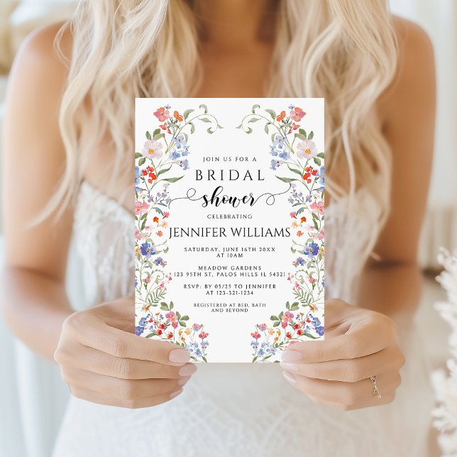 Colorful Chic Wildflower Wreath Bridal Shower Einladung (Von Creator hochgeladen)