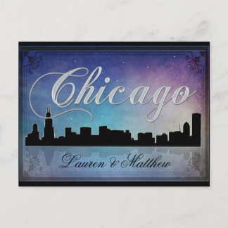 Colorful Chicago Illinois skyline Postkarte