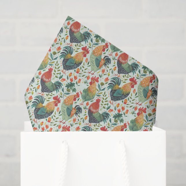 Colorful Chicken Art Pattern Background Seidenpapier (Geschenktüte)
