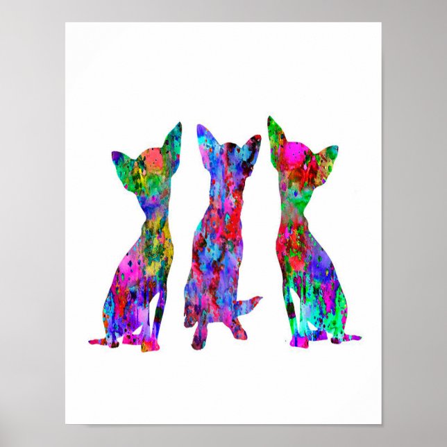 Colorful Chihuahua Art Gift | Geschenk für den bes Poster (Vorne)