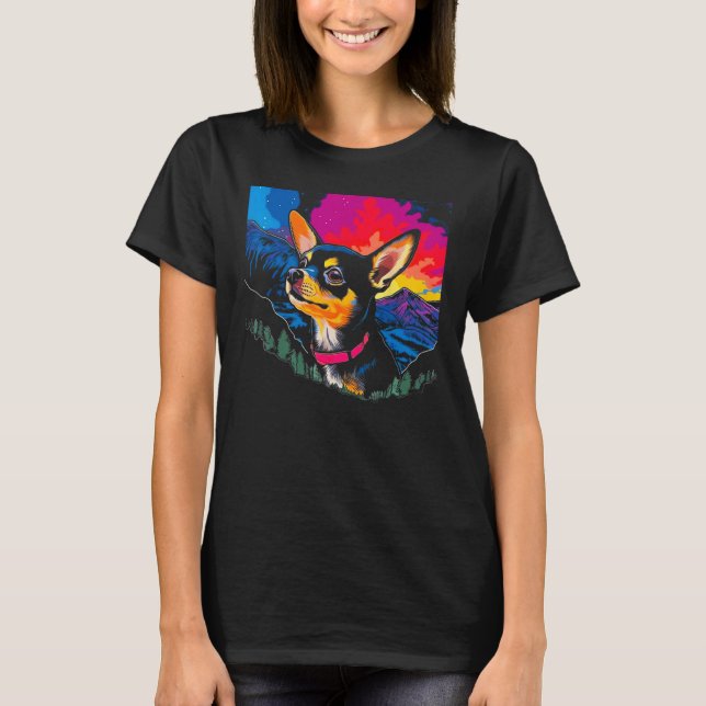Colorful Chihuahua Dog T-Shirt (Vorderseite)