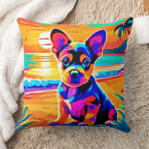 Colorful Chihuahua Puppy auf Sunset Beach Kissen