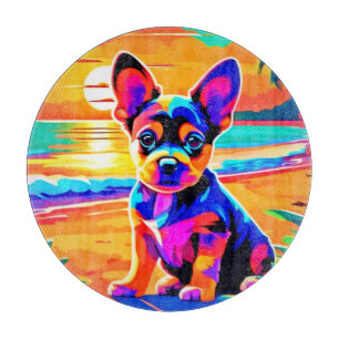 Colorful Chihuahua Puppy auf Sunset Beach Schneidebrett