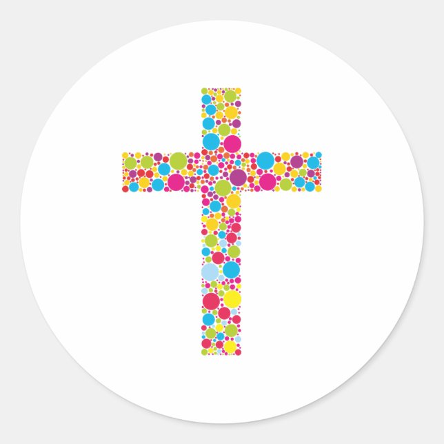 Colorful Christian Cross Runder Aufkleber (Vorderseite)