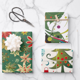 Colorful Christmas Festive Classic Geschenkpapier Set