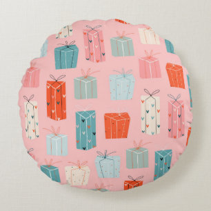 Colorful Christmas gifts on a pink background. Sea Rundes Kissen