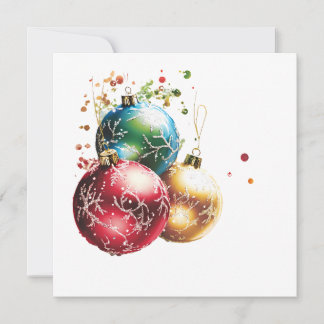 Colorful Christmas Ornaments with Glitter Feiertagskarte