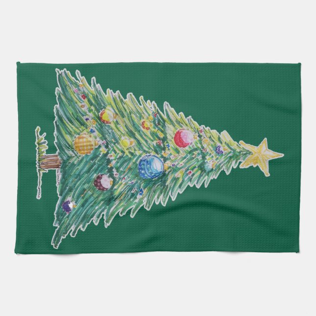Colorful Christmas Tree Geschirrtuch (Horizontal)
