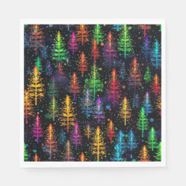 Colorful Christmas Tree Glow In Dark Forest Serviette