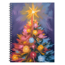 Colorful Christmas Tree Lights Watercolor Notizblock