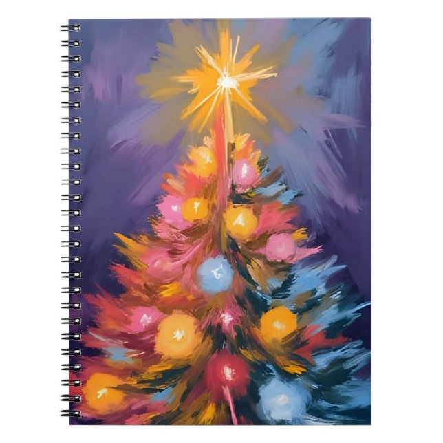Colorful Christmas Tree Lights Watercolor Notizblock (Vorderseite)
