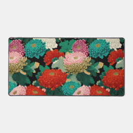 Colorful Chrysanthemum Pattern Vintage Floral Schreibtischunterlage