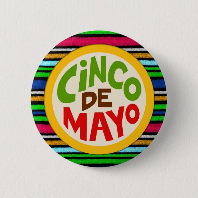 Colorful Cinco De Mayo Fiesta Feier Button (Vorderseite)
