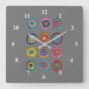 Colorful circle rainbow watercolor quadratische wanduhr