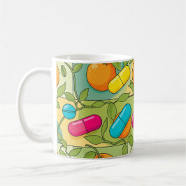 Colorful Citrus & Vitamin Pill Pattern Kaffeetasse