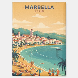 Colorful Classic Marbella Spain Travel Elegant Art Magnet
