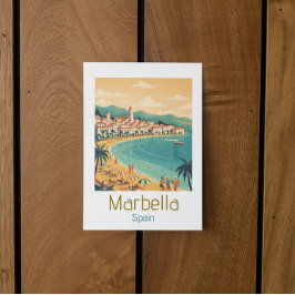 Colorful Classic Marbella Spain Travel Elegant Art Postkarte