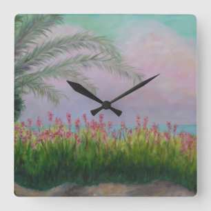 COLORFUL CLEARWATER, FLORIDA Wall Clock Quadratische Wanduhr