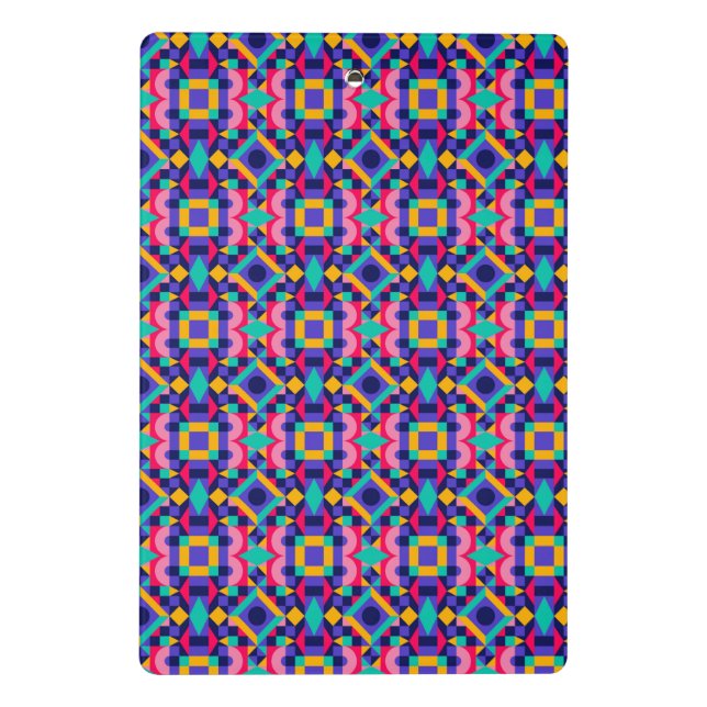 Colorful clipboard features a vibrant geometric  mini klemmbrett (Rückseite)