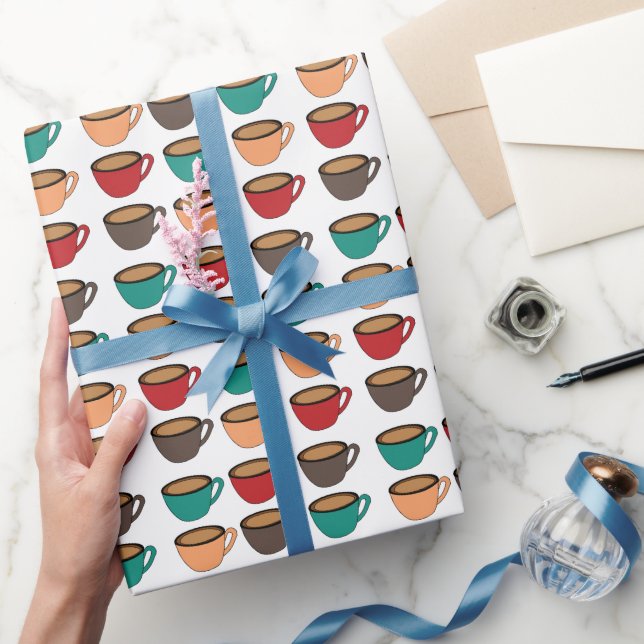 Colorful Coffee Cup Pattern Geschenkpapier (Schenken)