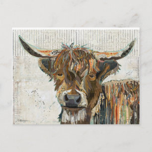 Colorful Collage Highland Cow Postkarte