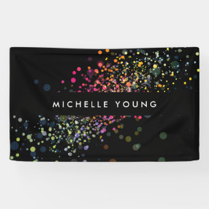 Colorful Confetti Bokeh "Black Modern II" Banner