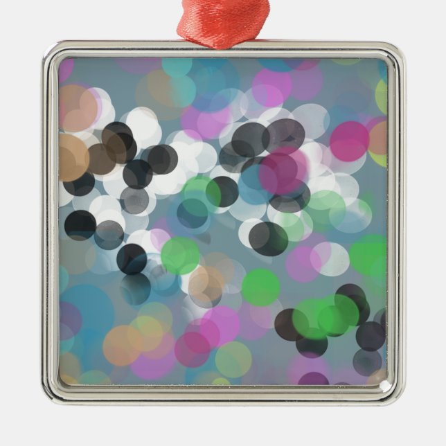 Colorful Confetti Bokeh Dots Silbernes Ornament (Vorne)