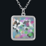 Colorful Confetti Bokeh Dots Versilberte Kette<br><div class="desc">Ein fröhliches,  gepunktetes grafisches Design,  ideal,  um eine aufgeblasene Wärme in den Urlaub und Party stationär zu bringen,  zusammen mit all Ihren Wohngestaltung und Geschenk-Auswahl. Viel Spaß!</div>