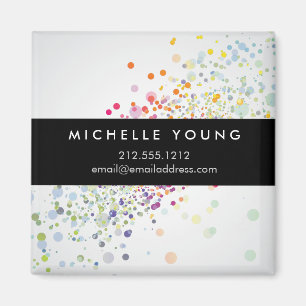 Colorful Confetti Bokeh on Gray Modern Magnet