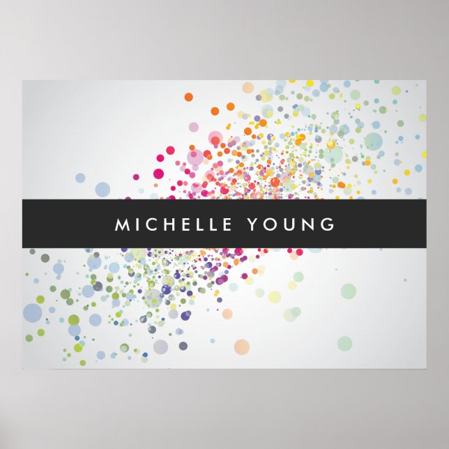 Colorful Confetti Bokeh on Gray Modern Poster (Vorne)