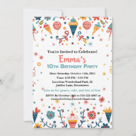 "Colorful Confetti Geburtstag Einladung