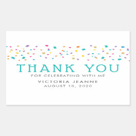 Colorful Confetti Geburtstagsfeier Vielen Dank Rechteckiger Aufkleber