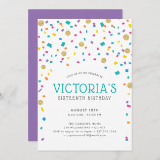 Colorful Confetti Geburtstagsparty Einladung