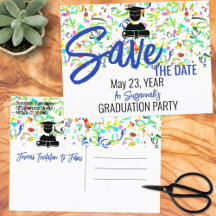 Colorful Confetti Graduation Party Save the Date