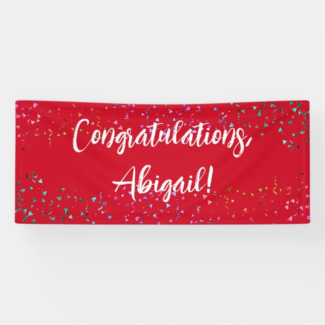 Colorful Confetti Handwriting Herzlichen Glückwuns Banner (Horizontal)