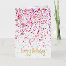 Colorful Confetti Happy Birthday Gold