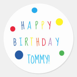 Colorful Confetti Happy Birthday Round Sticker
