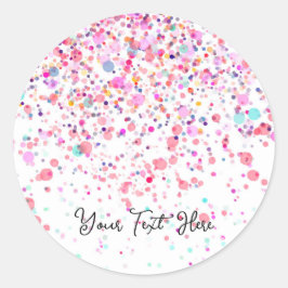Colorful Confetti Happy Pink Runder Aufkleber