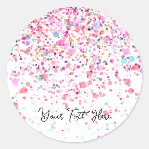 Colorful Confetti Happy Pink Runder Aufkleber