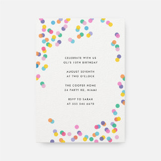 Colorful Confetti Kindergeburtstag Party Einladung