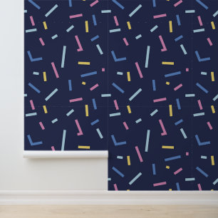 Colorful Confetti Muster Navy Blue Tapete
