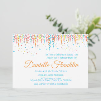 Colorful Confetti Party Einladung