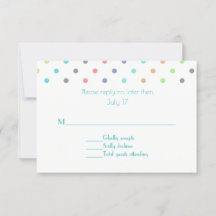Colorful Confetti Polka Dot Wedding RSVP Card