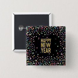 Colorful Confetti Silvester Party Button Button