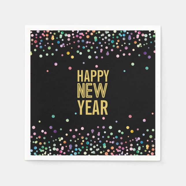 Colorful Confetti Silvester Party Napkins Serviette (Vorderseite)